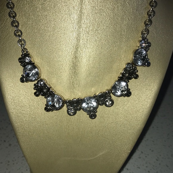 Rhinestone &Sliver Necklace & Earrings - Picture 2 of 6